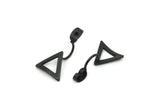 Siyah Arka Tıpalar, 4 Oksitlenmiş Siyah Pirinç Üçgen Küpe Saplaması Arka Tıpalar (23x13mm) E364