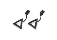 Siyah Arka Tıpalar, 4 Oksitlenmiş Siyah Pirinç Üçgen Küpe Saplaması Arka Tıpalar (23x13mm) E364