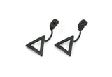 Siyah Arka Tıpalar, 4 Oksitlenmiş Siyah Pirinç Üçgen Küpe Saplaması Arka Tıpalar (23x13mm) E364