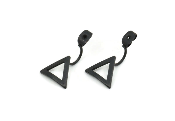 Siyah Arka Tıpalar, 4 Oksitlenmiş Siyah Pirinç Üçgen Küpe Saplaması Arka Tıpalar (23x13mm) E364