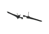 Siyah Kılıç Küpe, 2 Oksitlenmiş Siyah Pirinç Kılıç Küpe (43x12mm) N1624