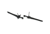 Siyah Kılıç Küpe, 2 Oksitlenmiş Siyah Pirinç Kılıç Küpe (43x12mm) N1624