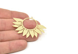 Brass Flower Charm, Raw Brass Flower Shaped Charms With 1 Loop, Findings (39x52x0.60mm) SMP2016