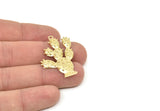 Brass Cactus Pendant, Raw Brass Cactus Charms, Jewelry Supplies, Findings (36mm) N0416