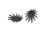 Siyah Rozet Küpe, 2 Oksitlenmiş Siyah Pirinç Rozet Küpe - Ped Boyutu 4 mm (29x25 mm) N1507