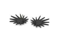 Siyah Rozet Küpe, 2 Oksitlenmiş Siyah Pirinç Rozet Küpe - Ped Boyutu 4 mm (29x25 mm) N1507