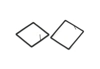Siyah Kare Küpe, 4 Oksitlenmiş Siyah Pirinç Kare Küpe (35x1,5 mm) D1566