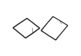 Siyah Kare Küpe, 4 Oksitlenmiş Siyah Pirinç Kare Küpe (35x1,5 mm) D1566