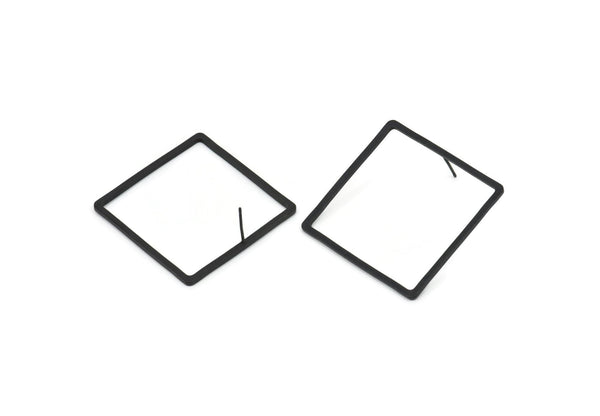 Siyah Kare Küpe, 4 Oksitlenmiş Siyah Pirinç Kare Küpe (35x1,5 mm) D1566