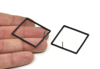 Siyah Kare Küpe, 4 Oksitlenmiş Siyah Pirinç Kare Küpe (35x1,5 mm) D1566