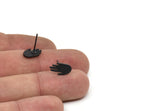 Siyah El Küpesi, 8 Oksitlenmiş Siyah Pirinç El Küpesi (12x7x1mm) N1610 S622