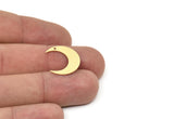 Brass Moon Charm, 12 Raw Brass Crescent Moon Charms With 1 Hole (19x6x0.60mm) SMP1913