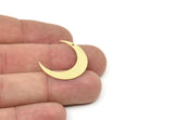 Brass Moon Charm, 12 Raw Brass Crescent Moon Charms With 1 Hole (26x6x0.60mm) SMP1915