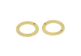 Brass Round Charm, 12 Raw Brass Round Shaped Charms With 1 Hole And 2 Holes, Findings (18x1mm) SMP1932