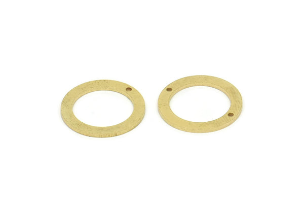 Brass Round Charm, 12 Raw Brass Round Shaped Charms With 1 Hole And 2 Holes, Findings (18x1mm) SMP1932