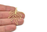 Brass Leaf Charm, Raw Brass Branch Charms With 1 Loop, Charm Pendants (44x36x0.80mm) SMP1937