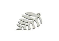 Steel Leaf Charm, Stainless Steel Branch Charms With 1 Loop, Charm Pendants (23x16x0.80mm) SMP1938