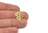 Brass Leaf Charm, Raw Brass Branch Charms With 1 Loop, Charm Pendants (23x16x0.80mm) SMP1938