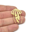 Brass Jellyfish Charm, Raw Brass Jellyfish Charms With 1 Loop, Charm Pendants (43x25x0.60mm) SMP1951