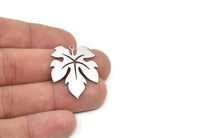 Steel Leaf Charm, Stainless Steel Leaf Charms With 1 Loop, Charm Pendants (32x26x0.80mm) SMP1944
