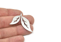 Steel Leaf Charm, Stainless Steel Leaf Charms With 1 Loop, Charm Pendants (29x42x0.80mm) SMP1945
