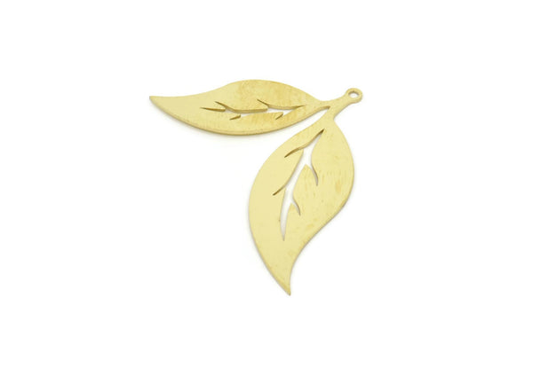 Brass Leaf Charm, Raw Brass Leaf Charms With 1 Loop, Leaf Earrings (29x42x0.60mm) SMP1945