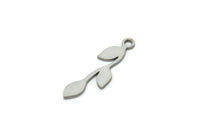 Steel Leaf Charm, Stainless Steel Leaf Charms With 1 Loop, Charm Pendants (20x6x0.80mm) SMP1979