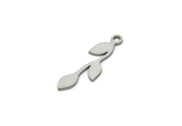 Steel Leaf Charm, Stainless Steel Leaf Charms With 1 Loop, Charm Pendants (20x6x0.80mm) SMP1979