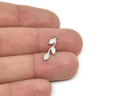 Steel Leaf Charm, Stainless Steel Leaf Charms With 1 Loop, Charm Pendants (20x6x0.80mm) SMP1979