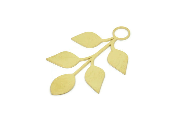 Brass Leaf Charm, Raw Brass Leaf Charms With 1 Loop, Leaf Earrings (46x29x0.60mm) SMP1966