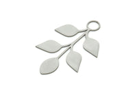 Steel Leaf Charm, Stainless Steel Leaf Charms With 1 Loop, Charm Pendants (46x29x0.80mm) SMP1966