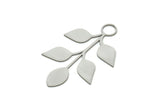Steel Leaf Charm, Stainless Steel Leaf Charms With 1 Loop, Charm Pendants (46x29x0.80mm) SMP1966
