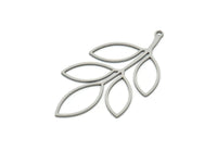 Steel Leaf Charm, Stainless Steel Leaf Charms With 1 Loop, Charm Pendants (45x24x0.80mm) SMP1964