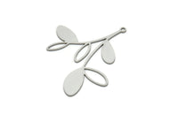 Steel Leaf Charm, Stainless Steel Leaf Charms With 1 Loop, Charm Pendants (32x36x0.80mm) SMP1961