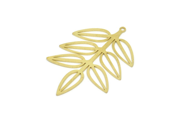 Brass Leaf Charm, Raw Brass Leaf Charms With 1 Loop, Leaf Earrings (43x29x0.60mm) SMP1976