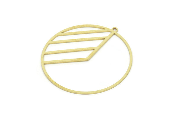 Brass Geometric Charm, Raw Brass Round Shaped Charm With 1 Loop, Findings (38.5x36x0.80mm) SMP1972