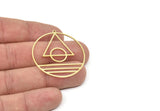Brass Geometric Charm, Raw Brass Round Shaped Charm With 1 Loop, Findings (39x37x0.80mm) SMP1970
