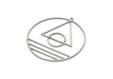 Steel Geometric Charm, Stainless Steel Round Charms With 1 Loop (39x37x0.80mm) SMP1970