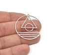 Steel Geometric Charm, Stainless Steel Round Charms With 1 Loop (39x37x0.80mm) SMP1970