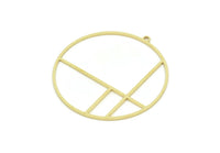 Pirinç Geometrik Charm, 1 Döngülü Ham Pirinç Yuvarlak Şekilli Charm, Bulgular (40x38x0,80 mm) SMP1959