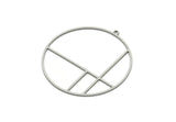 Steel Geometric Charm, Stainless Steel Round Charms With 1 Loop (40x38x0.80mm) SMP1959