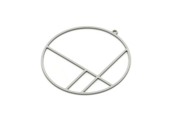 Steel Geometric Charm, Stainless Steel Round Charms With 1 Loop (40x38x0.80mm) SMP1959