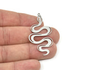 Steel Snake Charm, Stainless Steel Snake Charms With 1 Loop, Pendants, Findings (50x25x0.80mm) SMP1960