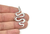 Steel Snake Charm, Stainless Steel Snake Charms With 1 Loop, Pendants, Findings (50x25x0.80mm) SMP1960