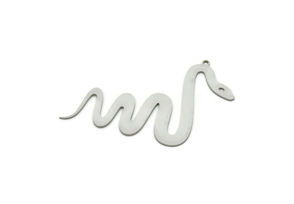 Steel Snake Charm, Stainless Steel Snake Charms With 1 Loop, Pendants, Findings (37x54x0.80mm) SMP1978