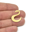 Brass Swan Charm, Raw Brass Swan Shaped Charms With 1 Loop, Findings (30x20x0.60mm) SMP1975