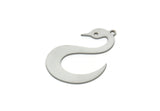 Steel Swan Charm, Stainless Steel Swan Shaped Charms With 1 Loop, Findings (30x20x0.80mm) SMP1975