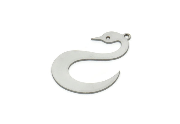 Steel Swan Charm, Stainless Steel Swan Shaped Charms With 1 Loop, Findings (30x20x0.80mm) SMP1975
