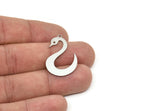 Steel Swan Charm, Stainless Steel Swan Shaped Charms With 1 Loop, Findings (30x20x0.80mm) SMP1975