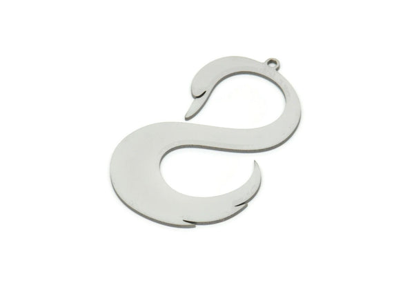 Steel Swan Charm, Stainless Steel Swan Shaped Charms With 1 Loop, Findings (40x25x0.80mm) SMP1962